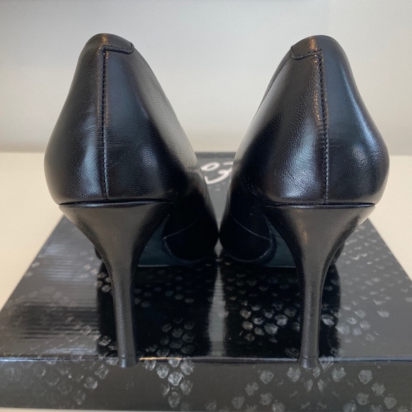 Nine West Black Leather Stiletto Pumps - Sz 6 - Picture 10 of 14